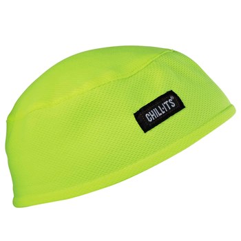 Ergodyne Chill-Its 6630 High-Visibility Lime Hi Cool/Terry Cloth Skull Cap - 720476-12505