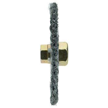 Weiler Dually 79802 Wheel Brush - 5 in Dia - Knotted - Stringer Bead Steel Bristle