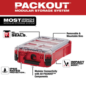 Milwaukee PACKOUT Red Compact Organizer - 9.72 in Length - 15.24 in Wide - 48-22-8435