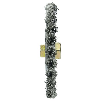 Weiler Dually 79814 Wheel Brush - 6 in Dia - Knotted - Stringer Bead Stainless Steel Bristle