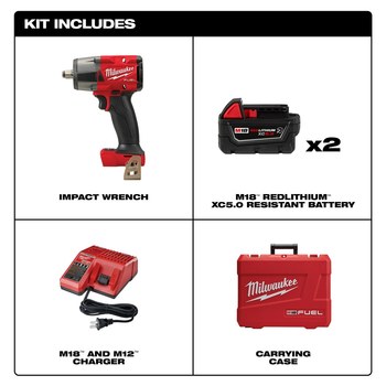 Milwaukee M18 FUEL Impact Wrench Kit 2962-22R - M18 REDLITHIUM Battery - 650 ft/lb Max