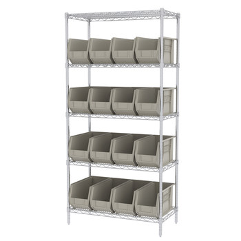 Picture of Akro-Mils AWS183630265 Akrobin 2000 lb Adjustable Stone Chrome Steel Open Fixed Shelving System (Main product image)