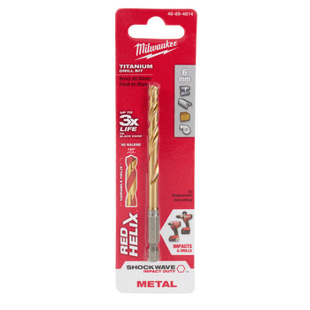 Picture of Milwaukee SHOCKWAVE RED HELIX 6 mm 135° Right Hand Cut Titanium Coated Drill Bit 48-89-4814 (Main product image)