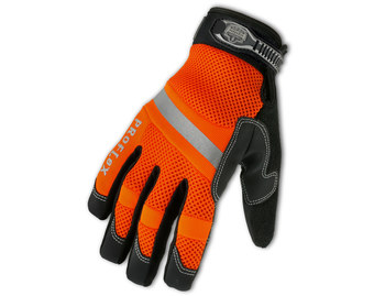 Ergodyne Proflex 872 High-Visibility Orange Large Neoprene/PVC/Synthetic Leather/Terry Cloth Work Gloves - 16314
