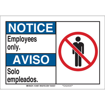 Picture of Brady B-401 High Impact Polystyrene Rectangle White English / Spanish Restricted Area Sign part number 124966 (Main product image)