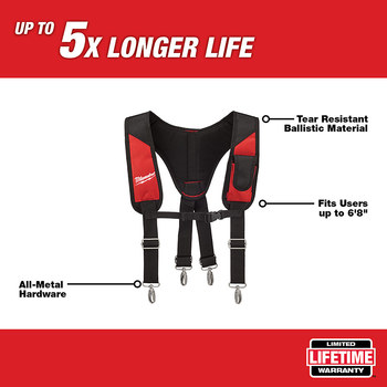 Milwaukee Red/Black XL Ballistic Nylon Padded Suspension Rig - 54.5 in Length - 48-22-8146