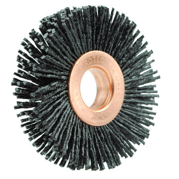 Weiler Burr-Rx 17555 Wheel Brush - 2 in Dia - Crimped Round Nylon Bristle