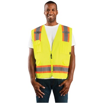 Picture of Occunomix Value ECO-ATRNSM Yellow Large Polyester Mesh High-Visibility Vest (Main product image)