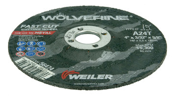Weiler Wolverine Cutoff Wheel 56474 - Type 27 - Depressed Center Wheel - 4 in - Aluminum Oxide - 24 - T