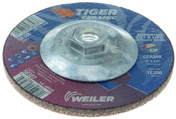Weiler Tiger Ceramic Grinding Wheel 58328 - 5 in - Ceramic - 24