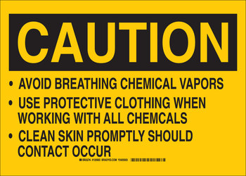 Picture of Brady B-401 Polystyrene Rectangle Yellow English Chemical Warning Sign part number 125902 (Main product image)