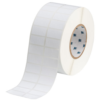 Picture of Brady White Tamper-Evident Vinyl Thermal Transfer THT-6-351-10 Die-Cut Thermal Transfer Printer Label Roll (Main product image)