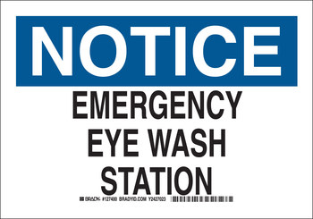 Picture of Brady B-555 Aluminum Rectangle White English Eyewash Sign part number 127398 (Main product image)