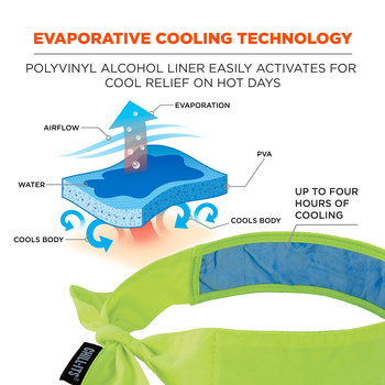 Ergodyne Chill-Its 6700CT High-Visibility Lime PVA Bandana - Tie - 720476-12566