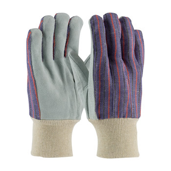 Picture of PIP 86-4104C Gray/Green/Pink Large Split Cowhide Leather Full Fingered Work Gloves (Main product image)
