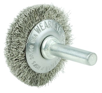 Weiler 17930 Wheel Brush - 1-1/2 in Dia - Crimped Stainless Steel Bristle