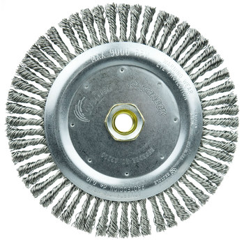 Weiler Roughneck 09200 Wheel Brush - 7 in Dia - Knotted - Stringer Bead Stainless Steel Bristle