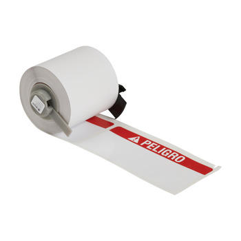 Brady M6-38-595-PEL Die-Cut Printer Label Roll - Vinyl - Red on White - B-595 - 63591