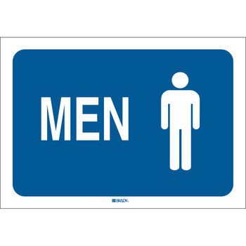Picture of Brady B-120 Fiberglass Reinforced Polyester Rectangle Blue English Restroom Sign part number 132100 (Main product image)