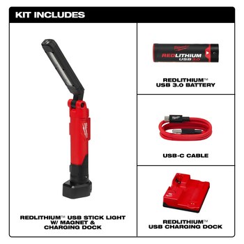 Milwaukee REDLITHIUM 2128-22 USB Stick Light Kit - LED - Red/Black - 59882