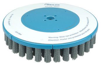 Weiler Nylox Silicon Carbide Bristle Disc - Fine Grade - Arbor Attachment - 7/8 in Center Hole - 10 in Outside Diameter - 0.040 in Bristle Diameter - 85930