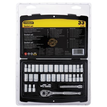 Stanley 92-804 Socket Set, 1/4 in, 3/8 in, 1/2 in 6 & 12 Point