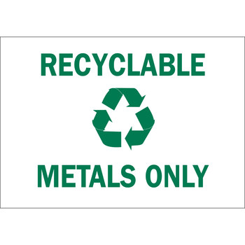 Picture of Brady B-120 Fiberglass Reinforced Polyester Rectangle White English Recycle Sign part number 70617 (Main product image)