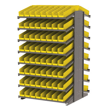 Picture of Akro-Mils APRD18128 1800 lb Yellow Gray Powder Coated Steel 16 ga Double Sided Fixed Rack (Main product image)