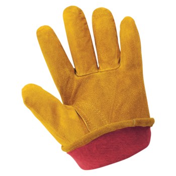 Global Glove 3200SRF Brown Large Split Cowhide Cotton/Leather Driver's Gloves - Keystone Thumb - 3200SRF/LG