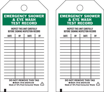 Picture of Brady Black / Green on White Metal Grommet, Self-Laminating Polyester 76195 Equipment Safety Tag (Main product image)