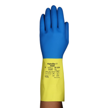Ansell AlphaTec 87-224 10 Natural Rubber Latex, Neoprene Blend Chemical-Resistant Gloves - 87224100-VEND