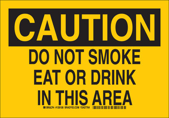 Picture of Brady B-555 Aluminum Rectangle Yellow English Food, Beverage & Smoking Sign part number 128106 (Main product image)