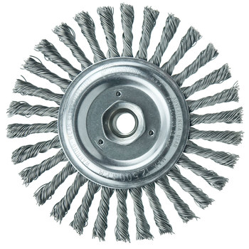 Weiler Roughneck 09386 Wheel Brush - 6 in Dia - Knotted - Stringer Bead Steel Bristle