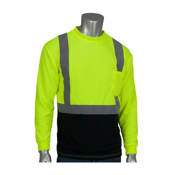 Picture of PIP 312-1350B Lime Yellow/Black Polyester High-Visibility Shirt (Main product image)
