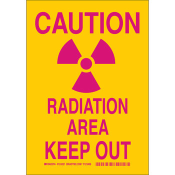 Picture of Brady B-401 Polystyrene Rectangle Yellow English Radiation Hazard Sign part number 124230 (Main product image)
