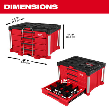 Milwaukee PACKOUT 14.3 in 4-Drawer Tool Box 48-22-8444 - 3 Drawer - Plastic