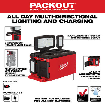 Milwaukee M18 PACKOUT 2357-20 Light/Charger - LED - Red - 55980