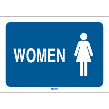 Picture of Brady B-120 Fiberglass Reinforced Polyester Rectangle Blue English Restroom Sign part number 132101 (Main product image)
