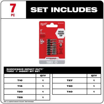 Milwaukee SHOCKWAVE Impact Duty TORX Insert Bit 48-32-4615 - Alloy Steel - 1 in Length - 26793