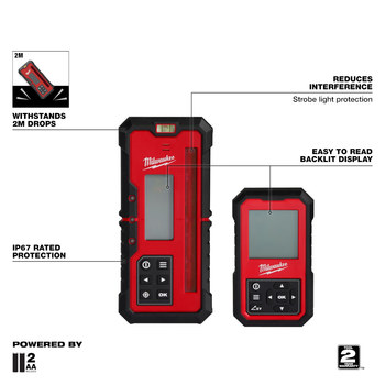 Milwaukee Red/Black Plastic Dual Slope Rotary Laser Receiver - 7.11 in Length - 3.24 in Wide - 1.3 in Thick - 3714