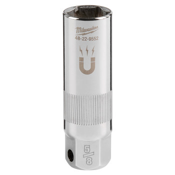 Milwaukee 48-22-9552 Magnetic Spark Plug Socket - Chrome Vanadium Steel - 3/8 in Drive - Deep Length - 2.68 in Length - 61116