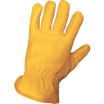 Global Glove 3200D Yellow Large Deerskin Leather Driver's Gloves - Keystone Thumb - 3200D/LG