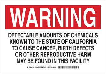 Picture of Brady B-555 Aluminum Rectangle White English Chemical Warning Sign part number 126534 (Main product image)