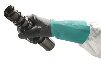 Ansell AlphaTec 58-430 Green/Gray 7 Supported Chemical-Resistant Glove - 12 in Length - Rough Finish - 10 mil Thick - 58-430/SZ 7