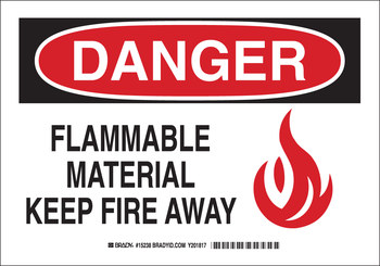 Picture of Brady B-401 Polystyrene Rectangle White English Flammable Material Sign part number 15238 (Main product image)