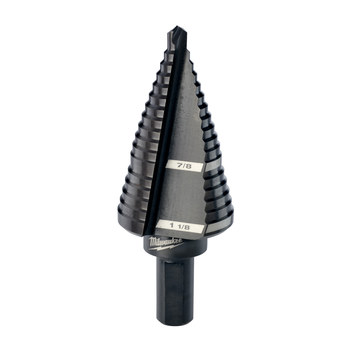 Milwaukee 7/8 - 1 1/8 in Step Drill Bit 48-89-9209 - 2.95 in Overall Length - 1/2 in Flute - Black Oxide