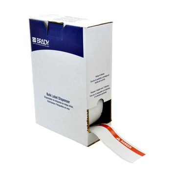 Picture of Brady ToughWash Red, White on White Polyester Thermal Transfer BM7C-2000-854-DAN Metal Detectable Printer Labels (Main product image)