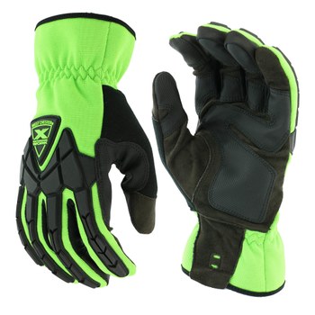 Picture of West Chester Extreme Work Strike ProteX 89305 Black/Green Large Synthetic Leather Full Fingered Work Gloves (Main product image)