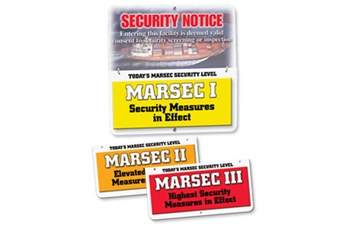Picture of Brady Aluminum Square White English MARSEC Security Sign part number 132449 (Main product image)