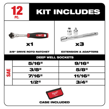 Milwaukee 48-22-9000 Socket Wrench Set, Stainless Steel | RSHughes.com